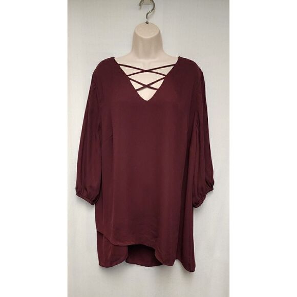 Worthington’s 3/4 Length Sleeve Chiffon Tunic Top Blouse Plus Size 2X - Picture 2 of 5